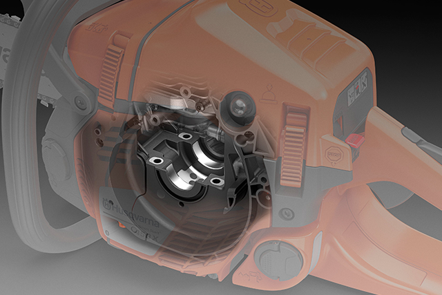 Patentovaná hybridná kľuková skriňa Husqvarna
